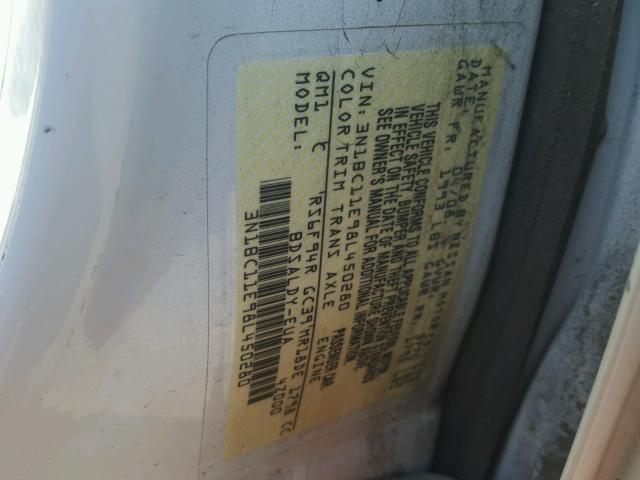 3N1BC11E98L450280 - 2008 NISSAN VERSA WHITE photo 10