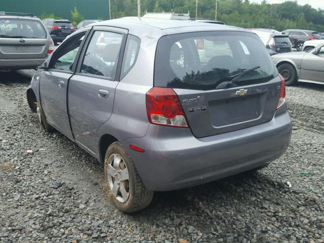 KL1TD66687B789746 - 2007 CHEVROLET AVEO BASE Szary zdjęcie 3