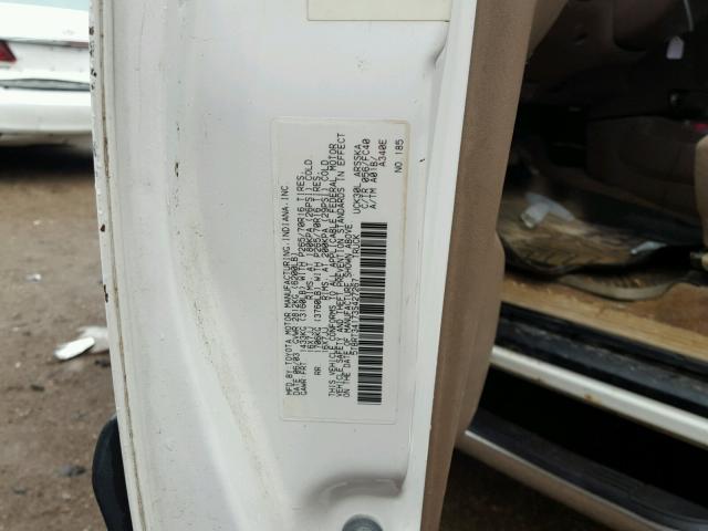 5TBRT34173S427267 - 2003 TOYOTA TUNDRA ACC WHITE photo 10