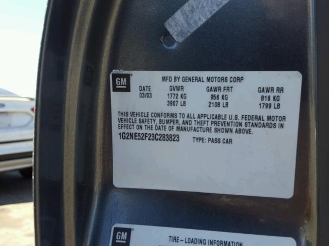 1G2NE52F23C283823 - 2003 PONTIAC GRAND AM S გრაფიტი ფოტო 10