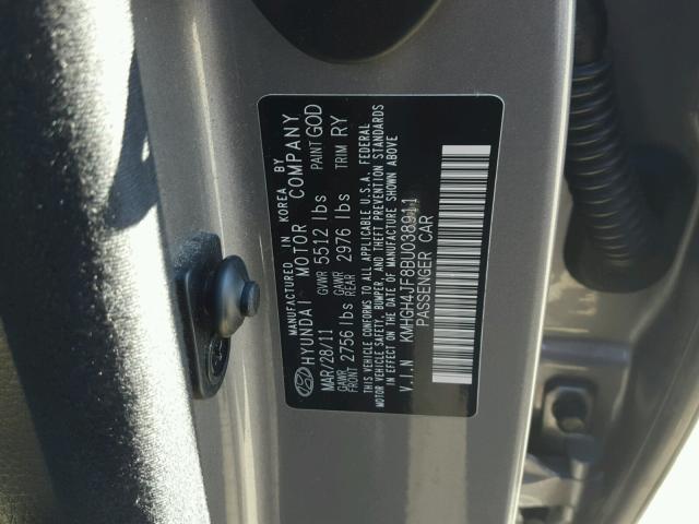 KMHGH4JF8BU038911 - 2011 HYUNDAI EQUUS SIGN GRAY photo 10