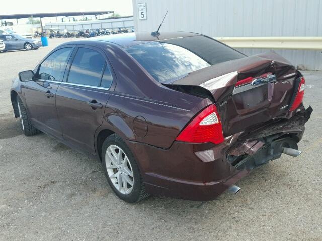 3FAHP0JG3CR199503 - 2012 FORD FUSION SEL BURGUNDY photo 3