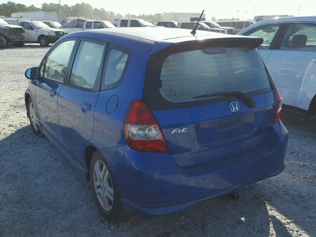 JHMGD37698S000477 - 2008 HONDA FIT SPORT BLUE photo 3