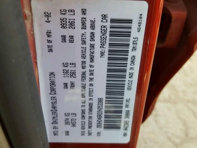 2B3HD46R22H253308 - 2002 DODGE INTREPID S 红色 照片 10