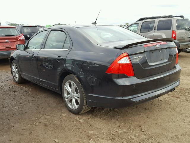 3FAHP0HA4CR317110 - 2012 FORD FUSION SE BLACK photo 3