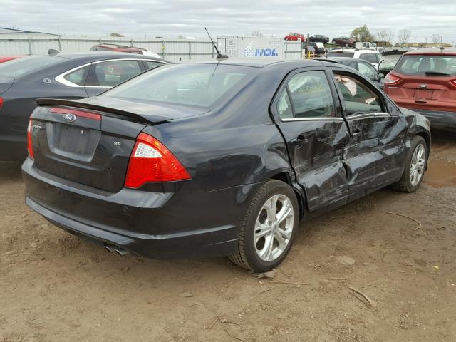 3FAHP0HA4CR317110 - 2012 FORD FUSION SE BLACK photo 4