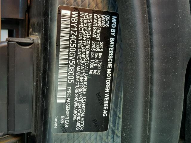 WBY1Z4C50GV508005 - 2016 BMW I3 REX TWO TONE photo 10