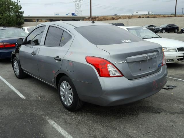 3N1CN7AP7EL821581 - 2014 NISSAN VERSA S GRAY photo 3