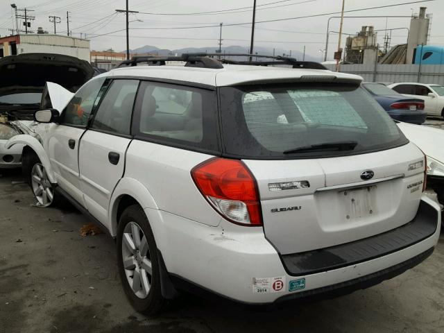 4S4BP61C897343655 - 2009 SUBARU OUTBACK 2. WHITE photo 3