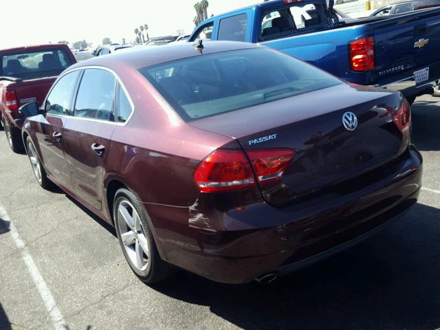 1VWBP7A37CC057625 - 2012 VOLKSWAGEN PASSAT SE BURGUNDY photo 3