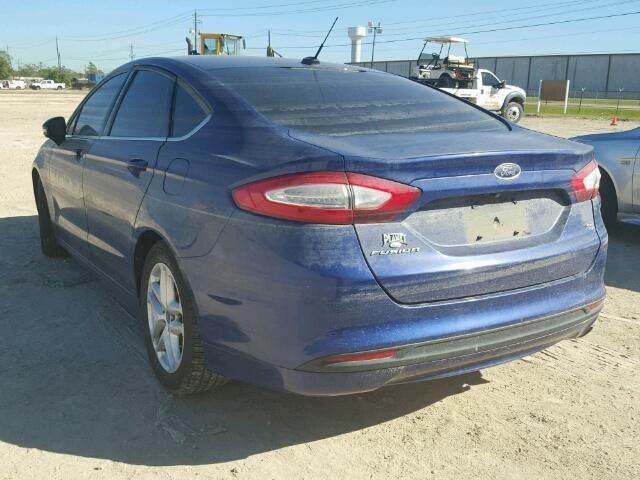 3FA6P0H78GR245751 - 2016 FORD FUSION SE BLUE photo 3