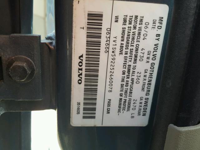 YV1SW592252460078 - 2005 VOLVO V70 FWD BLUE photo 10