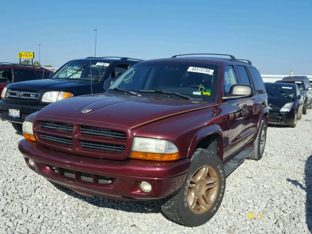 1B4HS78Z22F214185 - 2002 DODGE DURANGO R/ MAROON photo 2