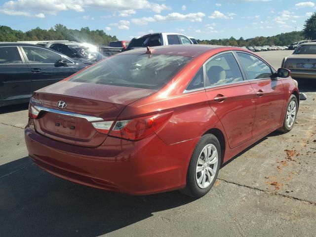 5NPEB4ACXBH234071 - 2011 HYUNDAI SONATA RED photo 4