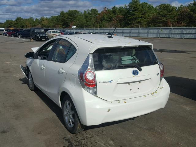 JTDKDTB39C1022647 - 2012 TOYOTA PRIUS C WHITE photo 3