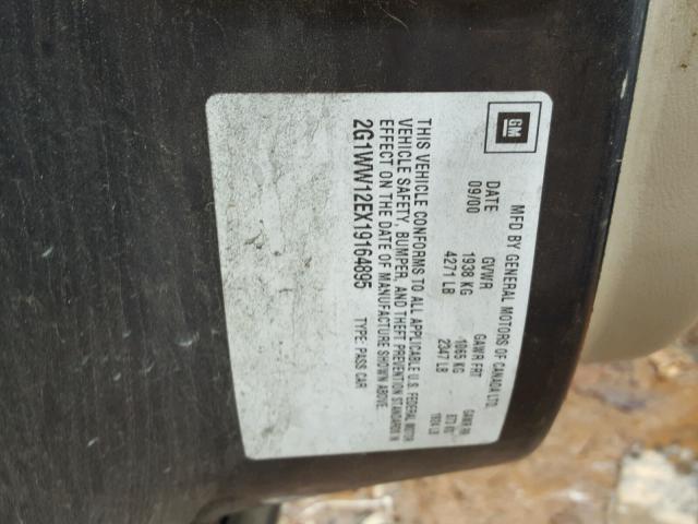 2G1WW12EX19164895 - 2001 CHEVROLET MONTE CARL შავი ფოტო 10