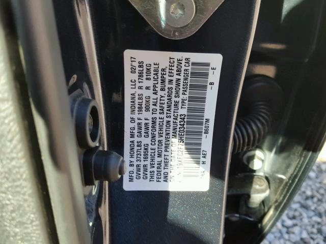 19XFC2F75HE034343 - 2017 HONDA CIVIC EX BLUE photo 10