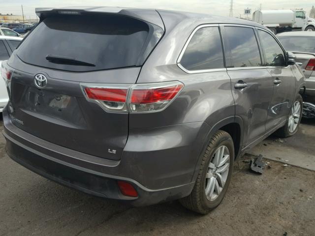 5TDZARFH5FS010776 - 2015 TOYOTA HIGHLANDER CHARCOAL photo 4