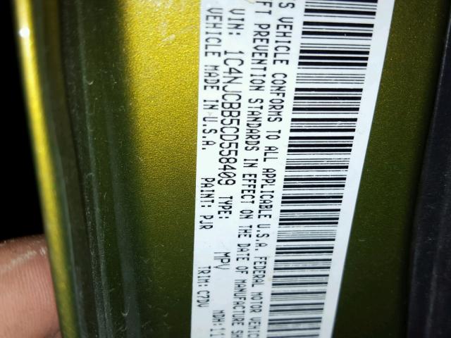 1C4NJCBB5CD558409 - 2012 JEEP COMPASS SP GREEN photo 10