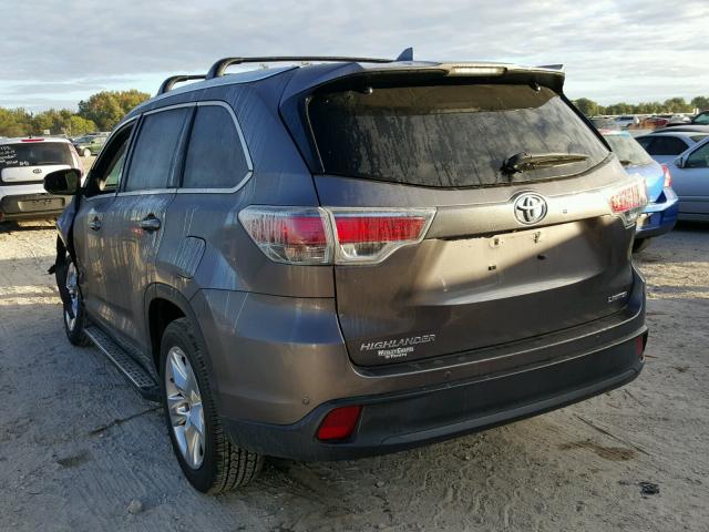 5TDYKRFH1ES022799 - 2014 TOYOTA HIGHLANDER CHARCOAL photo 3