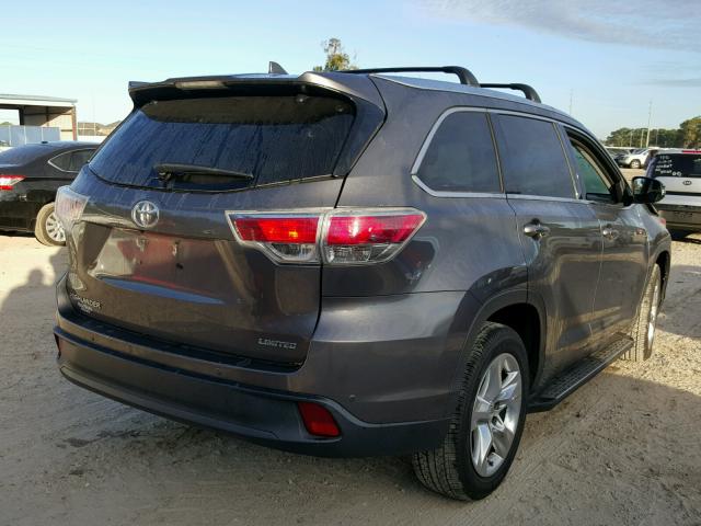 5TDYKRFH1ES022799 - 2014 TOYOTA HIGHLANDER CHARCOAL photo 4