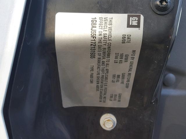 1G8AJ55F17Z131935 - 2007 SATURN ION LEVEL WHITE photo 10