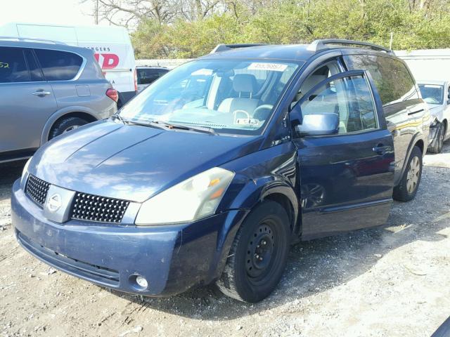 5N1BV28U04N367384 - 2004 NISSAN QUEST S BLUE photo 2