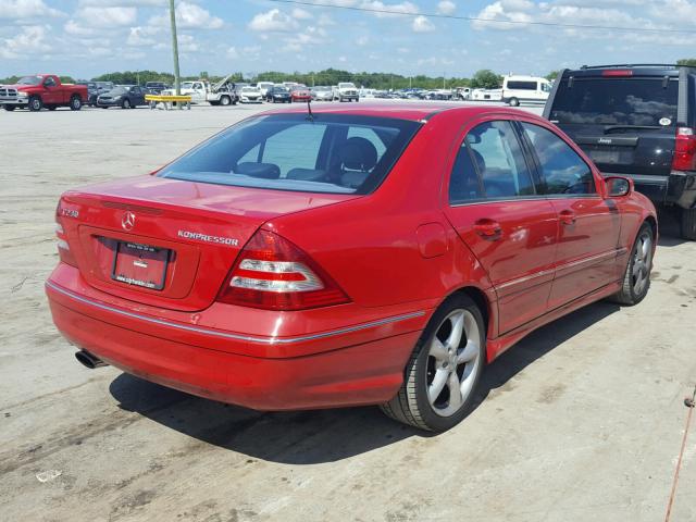 WDBRF40J35F595693 - 2005 MERCEDES-BENZ C 230K SPO RED photo 4