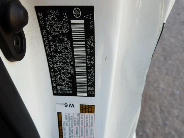 JTKDE167090290999 - 2009 TOYOTA SCION TC 白色 照片 10