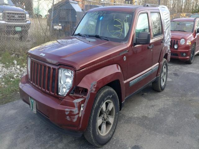 1J8GN28K78W215412 - 2008 JEEP LIBERTY SP MAROON photo 2