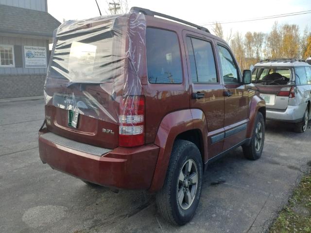 1J8GN28K78W215412 - 2008 JEEP LIBERTY SP MAROON photo 4