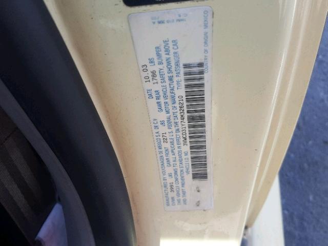 3VWCD31Y74M326210 - 2004 VOLKSWAGEN NEW BEETLE Sarı foto 10