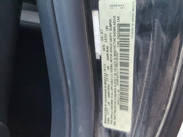 3VWEW31C17M518587 - 2007 VOLKSWAGEN NEW BEETLE 黑色 照片 10