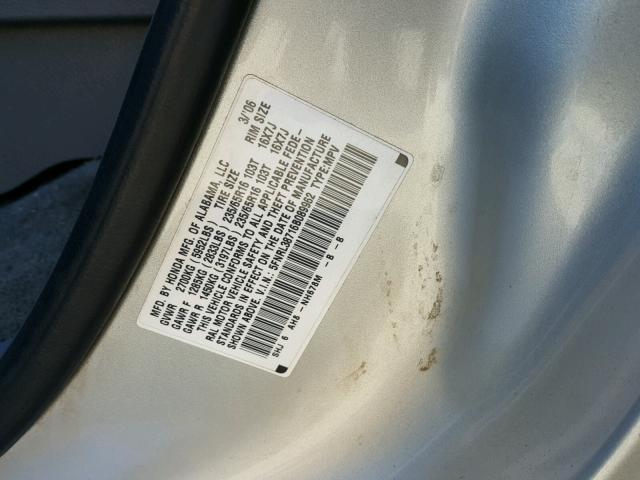 5FNRL38716B089962 - 2006 HONDA ODYSSEY EX SILVER photo 10