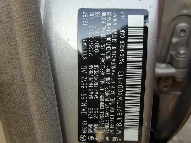 WDBJF82F0WX007113 - 1998 MERCEDES-BENZ E 320 4MAT BEIGE photo 10