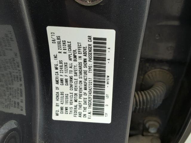 1HGCR2F34DA273217 - 2013 HONDA ACCORD LX CHARCOAL photo 10