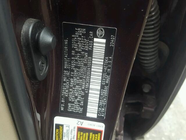 4T1BK3DB2BU410659 - 2011 TOYOTA AVALON BAS Kasztanowy zdjęcie 10