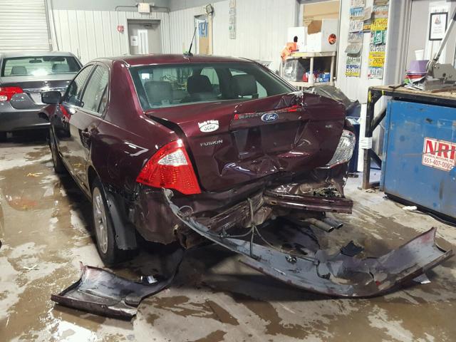 3FAHP0HAXBR114611 - 2011 FORD FUSION MAROON photo 3