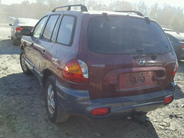 KM8SC13D04U680576 - 2004 HYUNDAI SANTA FE G MAROON photo 3