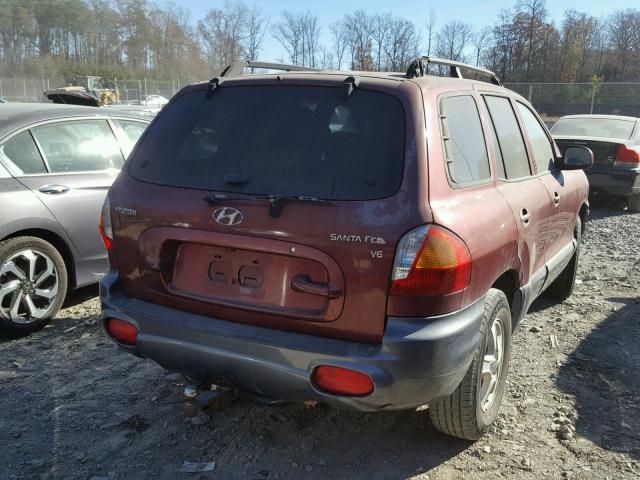 KM8SC13D04U680576 - 2004 HYUNDAI SANTA FE G MAROON photo 4