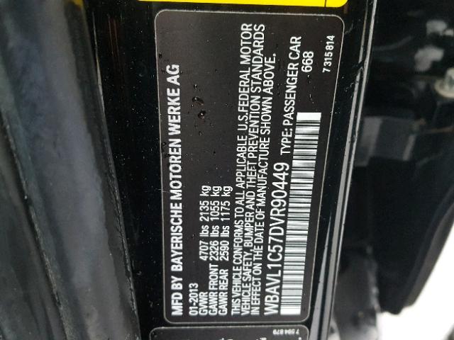 WBAVL1C57DVR90449 - 2013 BMW X1 XDRIVE2 Қара фото 10