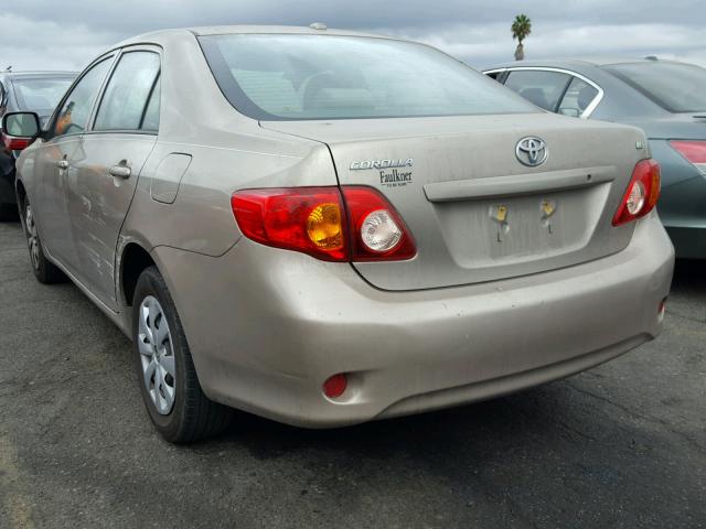 2T1BU40E99C163104 - 2009 TOYOTA COROLLA BA BEIGE photo 3