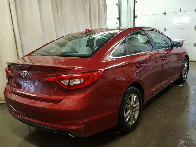 5NPE24AF3FH002220 - 2015 HYUNDAI SONATA RED photo 4