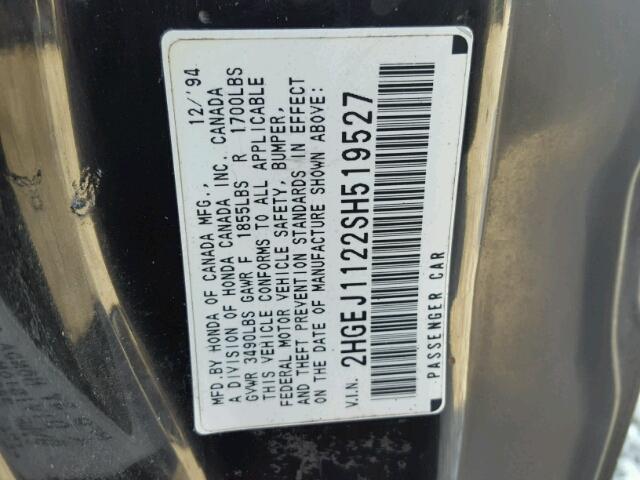 2HGEJ1122SH519527 - 1995 HONDA CIVIC EX Qara foto 10