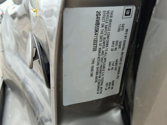 2G4WB55K411202708 - 2001 BUICK REGAL LS BEIGE photo 10