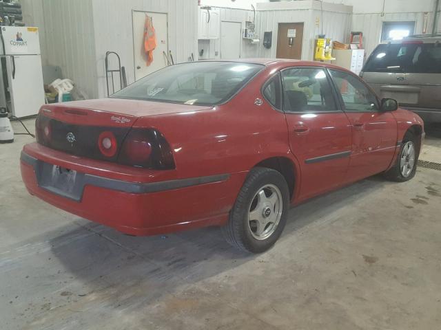 2G1WF52E249230433 - 2004 CHEVROLET IMPALA RED photo 4