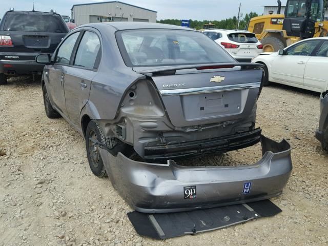 KL1TD56627B170490 - 2007 CHEVROLET AVEO BASE Szary zdjęcie 3