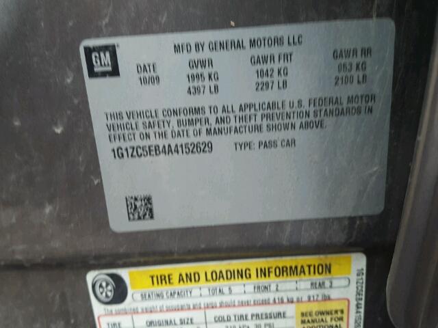 1G1ZC5EB4A4152629 - 2010 CHEVROLET MALIBU 1LT 棕色 照片 10