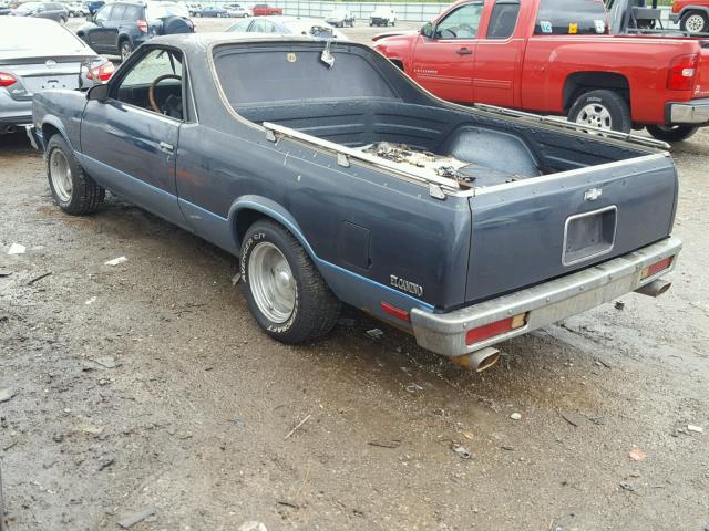 3GCCW80H8HS903551 - 1987 CHEVROLET EL CAMINO BLUE photo 3