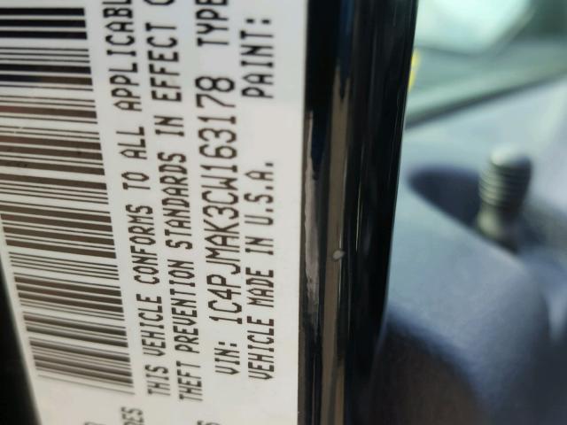 1C4PJMAK3CW163178 - 2012 JEEP LIBERTY SP BLACK photo 10